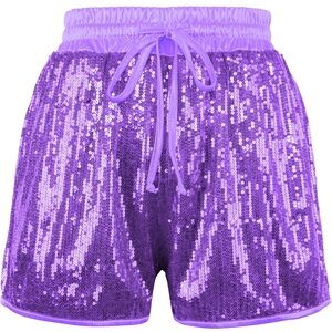 Purple Sequin Women's Shorts